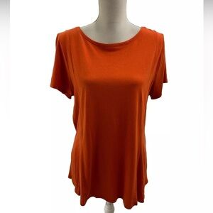 J. Jill Orange Short Sleeve Tunic Top Large Cotton